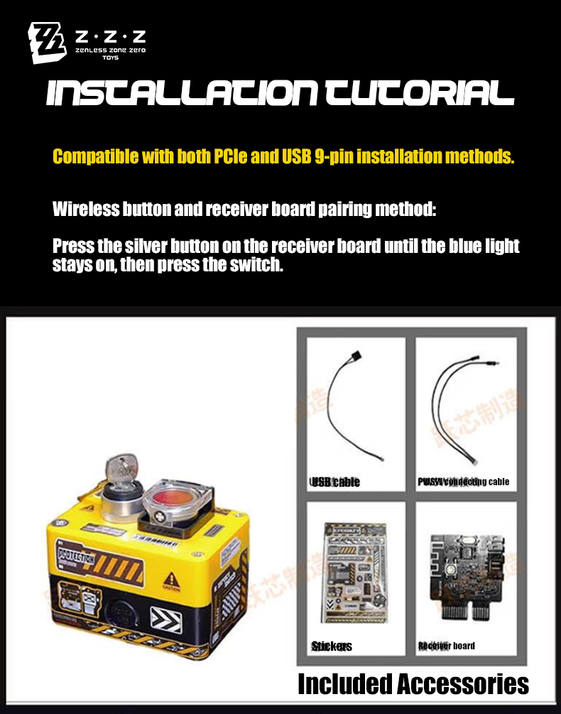 Zenless Zone Zero Toys Wireless Dual Control Computer Power OnOff Button Desktop External Major Decision Nukes Button