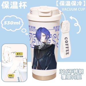 530ml ZZZ vacuum insulated cup featuring Billy and Banyue character art with a dual-lid design and portable strap.