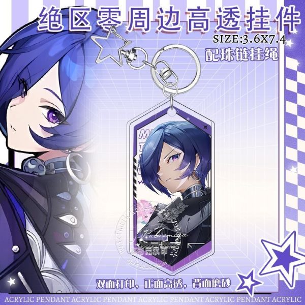 Durable acrylic anime pendant of agent Banyue with a transparent glossy front and protective matte back.