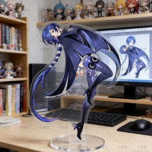 Full-body ZZZ Banyue acrylic stand on a desk, featuring a high-definition character pose and a clear stable base.