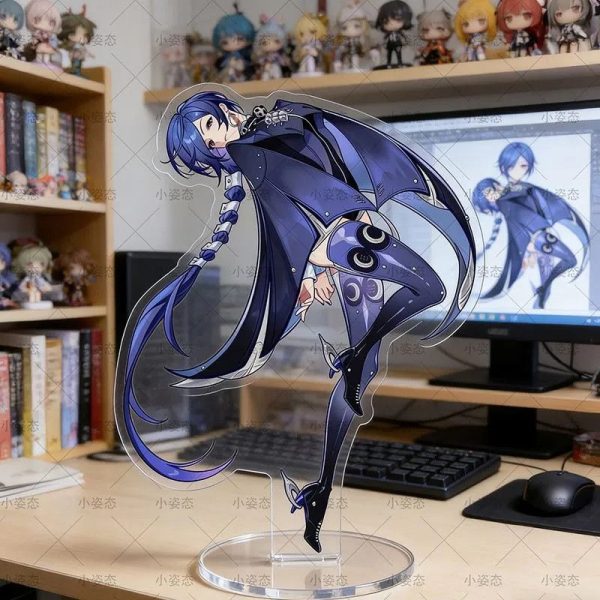 Full-body ZZZ Banyue acrylic stand on a desk, featuring a high-definition character pose and a clear stable base.