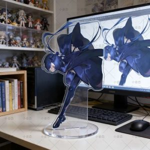 Full-body ZZZ Banyue acrylic stand on a desk, featuring a high-definition character pose and a clear stable base.