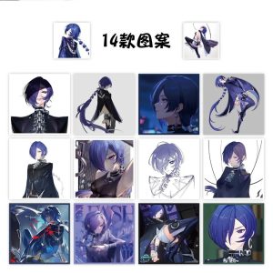 Roll of 500 ZZZ Banyue anime stickers featuring 14 different cool-tone character designs for DIY journals and scrapbooking.