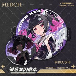 Collective ZZZ Laser Rhapsody badge set with characters Banyue, Billy, and Nangong Yu.