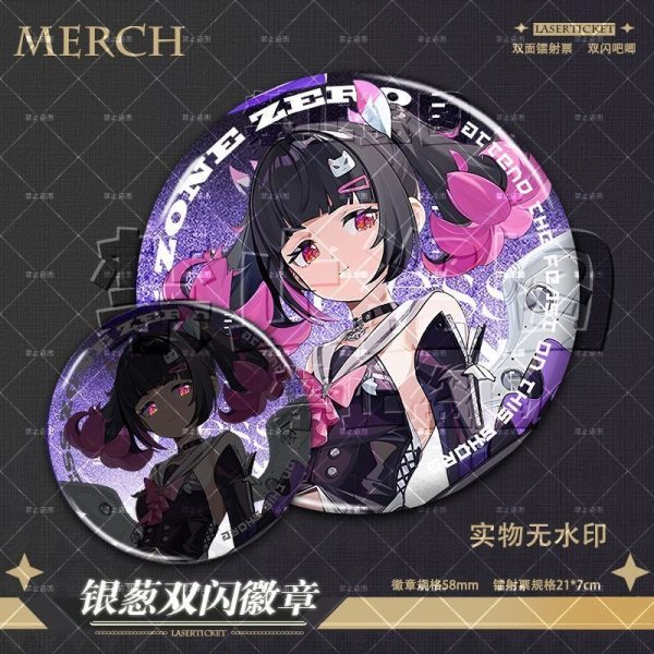 Collective ZZZ Laser Rhapsody badge set with characters Banyue, Billy, and Nangong Yu.