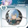 Round 58mm Zenless Zone Zero tinplate badge showcasing character Luciana with colorful gradient hair and elf ears under a glittering shattered glass holographic layer.