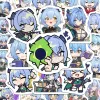 A collection of high-definition die-cut Zenless Zone Zero vinyl chibi stickers showing various cute, horn-eared expressions of character Luciana with light blue hair.