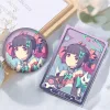 Thick rectangular $6\times 9\text{cm}$ Zenless Zone Zero acrylic mahjong block and a matching round 58mm badge showcasing character Nangong Yu with a purple holographic background layer.