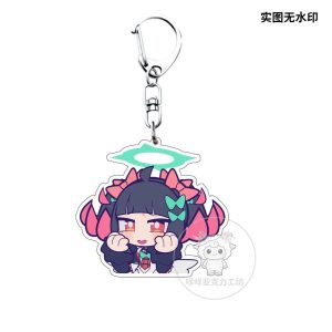 Funny ZZZ Nangong Yu chibi acrylic keychains with various emoji expressions like crying, singing, and smug faces.