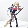 High-transparency acrylic standee figure of blonde character Cissia from Zenless Zone Zero holding her large weapon on a clear base.