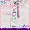 Zenless Zone Zero triple-linked acrylic phone strap featuring Eri, Nangong Yu, and Chinatsu with a woven pink/blue lanyard.
