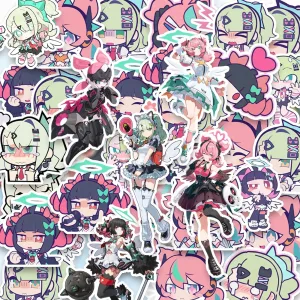Massive ZZZ Angels of Delusion sticker pack featuring Eri, Sunna, and Nangong Yu in various anime styles.