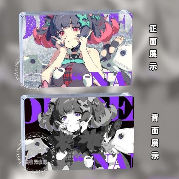 Zenless Zone Zero Angels of Delusion acrylic quicksand bricks featuring Aria, Nangong Yu, and Sunna with colorful front artwork and monochrome shadow art backs.