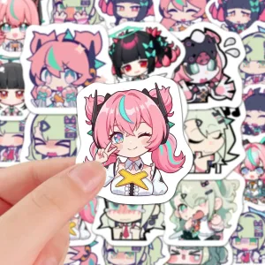 Various colorful ZZZ chibi stickers of Sunna, Eri, and Nangong Yu showing funny expressions for laptop and notebook decoration.