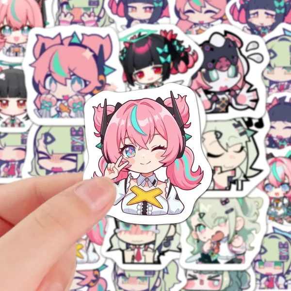 Various colorful ZZZ chibi stickers of Sunna, Eri, and Nangong Yu showing funny expressions for laptop and notebook decoration.