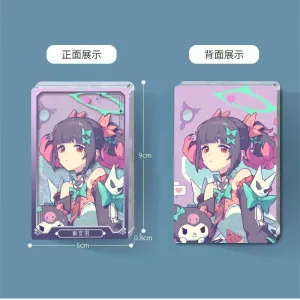 Nangong Yu Zenless Zone Zero acrylic mahjong brick and 58mm round badge with pastel purple Angels of Delusion character artwork.