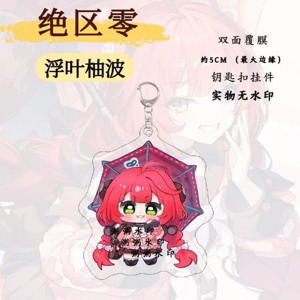 **Zenless Zone Zero Yuzuha Ukyo acrylic keychain featuring a cute chibi character design, transparent double-sided anime keyring charm for keys, backpack, handbag, purse and accessories, collectible HoYoverse game merchandise.**