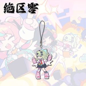 Vibrant ZZZ Eri (Aria) chibi acrylic phone charm with pink hair and white wings.