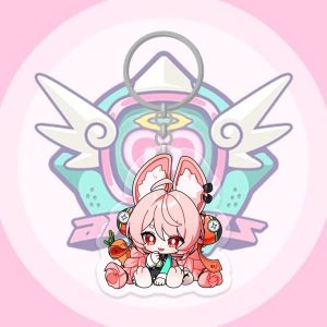 Collection of four ZZZ "Angels of Delusion" acrylic keychains featuring Nangong Yu, Eri, Sunna, and Miss Zhao.