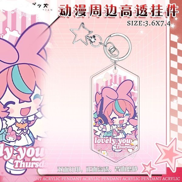 ZZZ "Angels of Delusion" linked acrylic keychain with chibi heads of Eri, Nangong Yu, and Chinatsu.