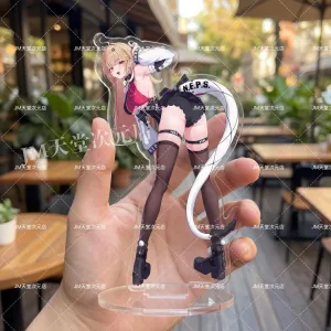 High-definition ZZZ Cissia acrylic standee on a table, featuring the Metropolitan Order agent with a stable clear base.