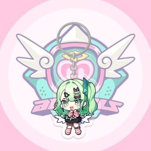 Collection of four ZZZ "Angels of Delusion" acrylic keychains featuring Nangong Yu, Eri, Sunna, and Miss Zhao.