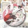 Round 58mm Zenless Zone Zero tinplate badge showcasing a cute chibi illustration of green-haired character Sunna sleeping soundly in a pink bed.
