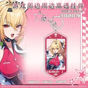 High-transparency ZZZ Cissia acrylic keychain with N.E.P.S. character art and a star-shaped metal clasp.