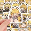 A collection of high-definition die-cut Zenless Zone Zero vinyl chibi stickers showing various cute, tiger-eared expressions of character Jufu in her signature yellow jacket.