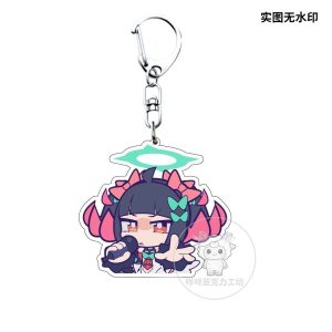 Funny ZZZ Nangong Yu chibi acrylic keychains with various emoji expressions like crying, singing, and smug faces.