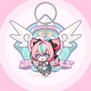 Collection of four ZZZ "Angels of Delusion" acrylic keychains featuring Nangong Yu, Eri, Sunna, and Miss Zhao.