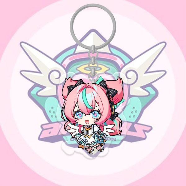 Collection of four ZZZ "Angels of Delusion" acrylic keychains featuring Nangong Yu, Eri, Sunna, and Miss Zhao.