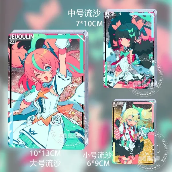 Zenless Zone Zero Angels of Delusion Z Live acrylic quicksand mahjong standees featuring Aria, Nangong Yu, and Sunna with glitter character card designs ZZZ.