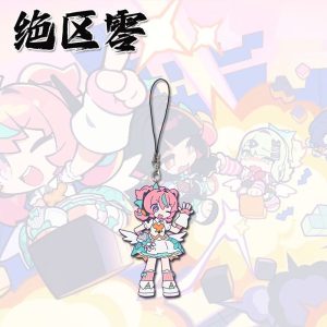 Vibrant ZZZ Eri (Aria) chibi acrylic phone charm with pink hair and white wings.