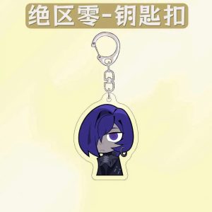 Collection of four ZZZ chibi acrylic keychains featuring Pulomiya and Billy Kid with funny emoji expressions like sad rain and blowing hearts