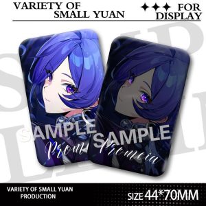 Rectangular $44\times 70\text{mm}$ Zenless Zone Zero badge of Promeia with a sparkling holographic double-flash finish and high-definition agent art.