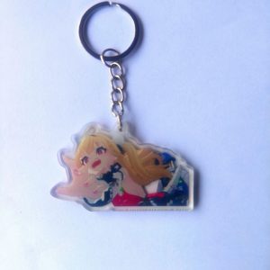 Cute ZZZ chibi acrylic keychains of characters Cissia, Eri, and Chinatsu with funny meme expressions for bag decoration.
