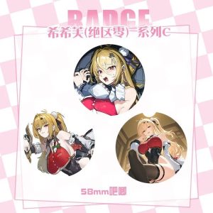 High-definition 58mm ZZZ Cissia anime badge pin with a glossy protective finish and durable metal back.