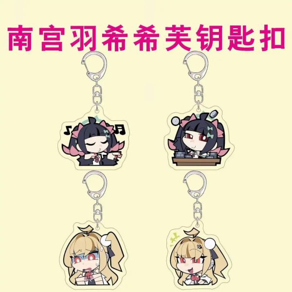 Cute chibi ZZZ acrylic keychains of Nangong Yu and Cissia with funny expression poses for school bag decoration.