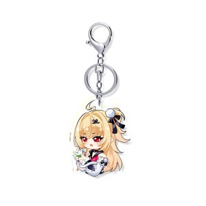 Zenless Zone Zero Cissia chibi acrylic keychain series showing different expressions like happy, surprised, and pouting.