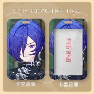 : ZZZ Pulomiya blue-haired agent sliding card holder with a transparent viewing window and vibrant UV-printed character art.