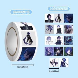 A large roll of Zenless Zone Zero stickers featuring 14 different designs of the blue-haired agent Pulomiya in various artistic styles