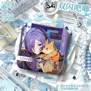 Square $50\text{mm}$ Zenless Zone Zero badge of Promeia with a sparkling holographic double-flash finish and high-definition agent art.