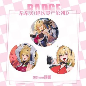 High-definition 58mm ZZZ Cissia anime badge pin with a glossy protective finish and durable metal back.