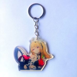 Cute ZZZ chibi acrylic keychains of characters Cissia, Eri, and Chinatsu with funny meme expressions for bag decoration.