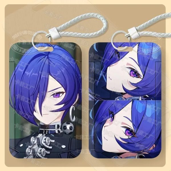 : ZZZ Pulomiya blue-haired agent sliding card holder with a transparent viewing window and vibrant UV-printed character art.