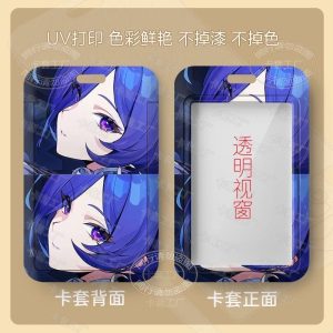 : ZZZ Pulomiya blue-haired agent sliding card holder with a transparent viewing window and vibrant UV-printed character art.