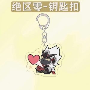 Collection of four ZZZ chibi acrylic keychains featuring Pulomiya and Billy Kid with funny emoji expressions like sad rain and blowing hearts
