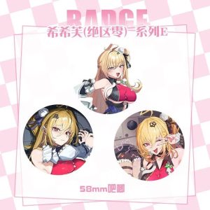 High-definition 58mm ZZZ Cissia anime badge pin with a glossy protective finish and durable metal back.