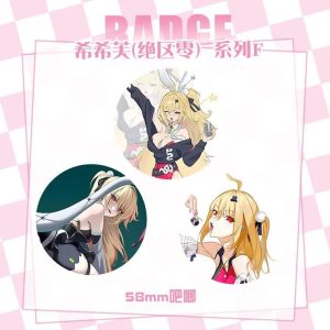 High-definition 58mm ZZZ Cissia anime badge pin with a glossy protective finish and durable metal back.